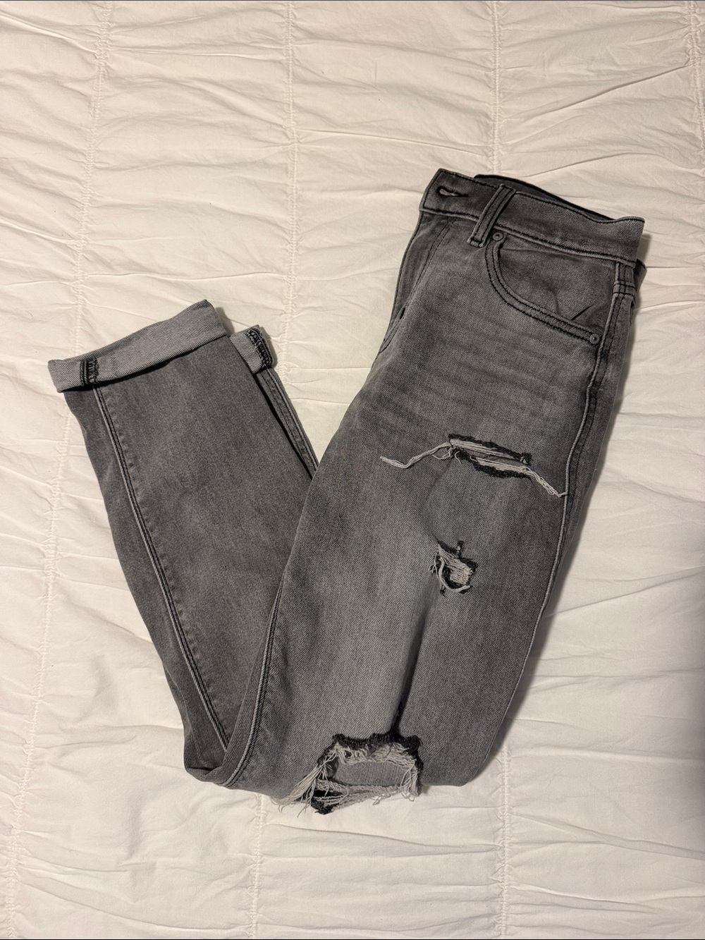 Dry Goods Women's Straight Leg Distressed Gray Jeans